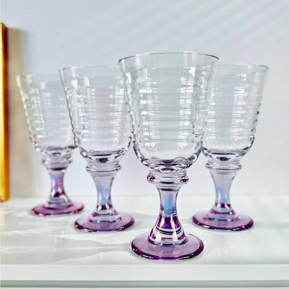 Vintage Libbey Luster Violet Sirrus Wine Water Goblets, Set of Two (2 available)